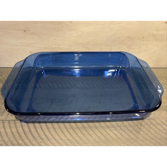 Pyrex Colbalt Blue 233-R 13"x9" 3Qt Casserole Baking Dish Glass Pan Vintage USA - Picture 1 of 4